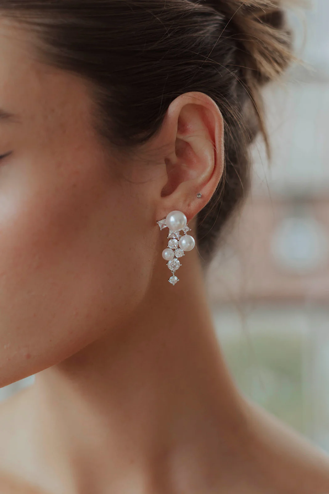 Alexandra Pearl and Crystal Drop Earrings - Image 3