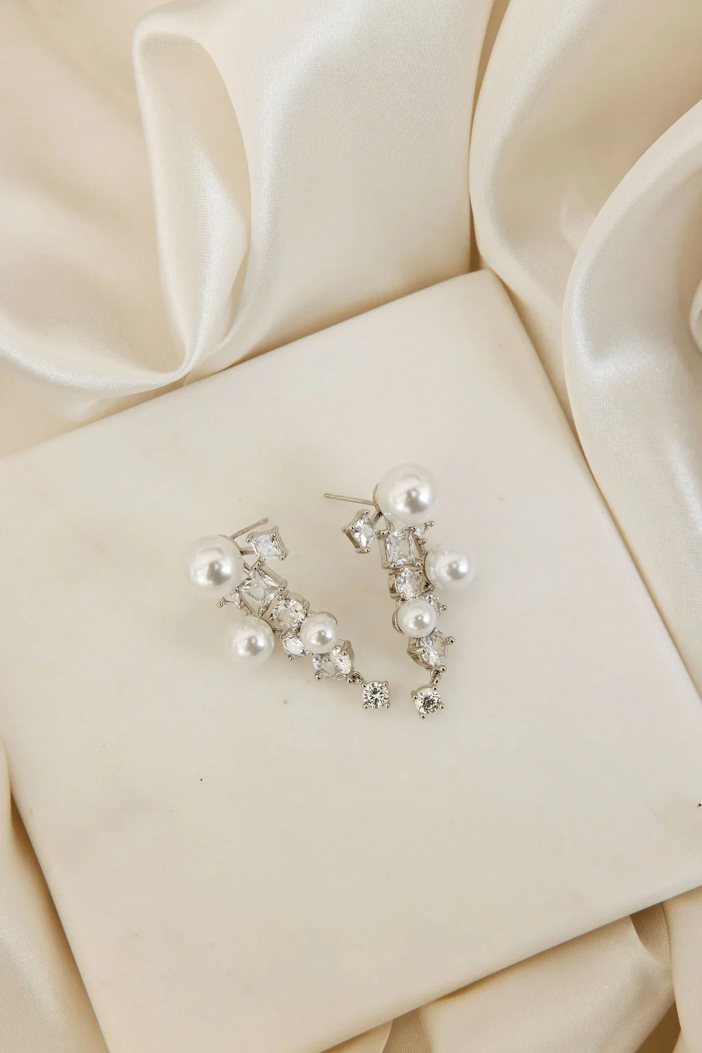 Alexandra Pearl and Crystal Drop Earrings - Image 4