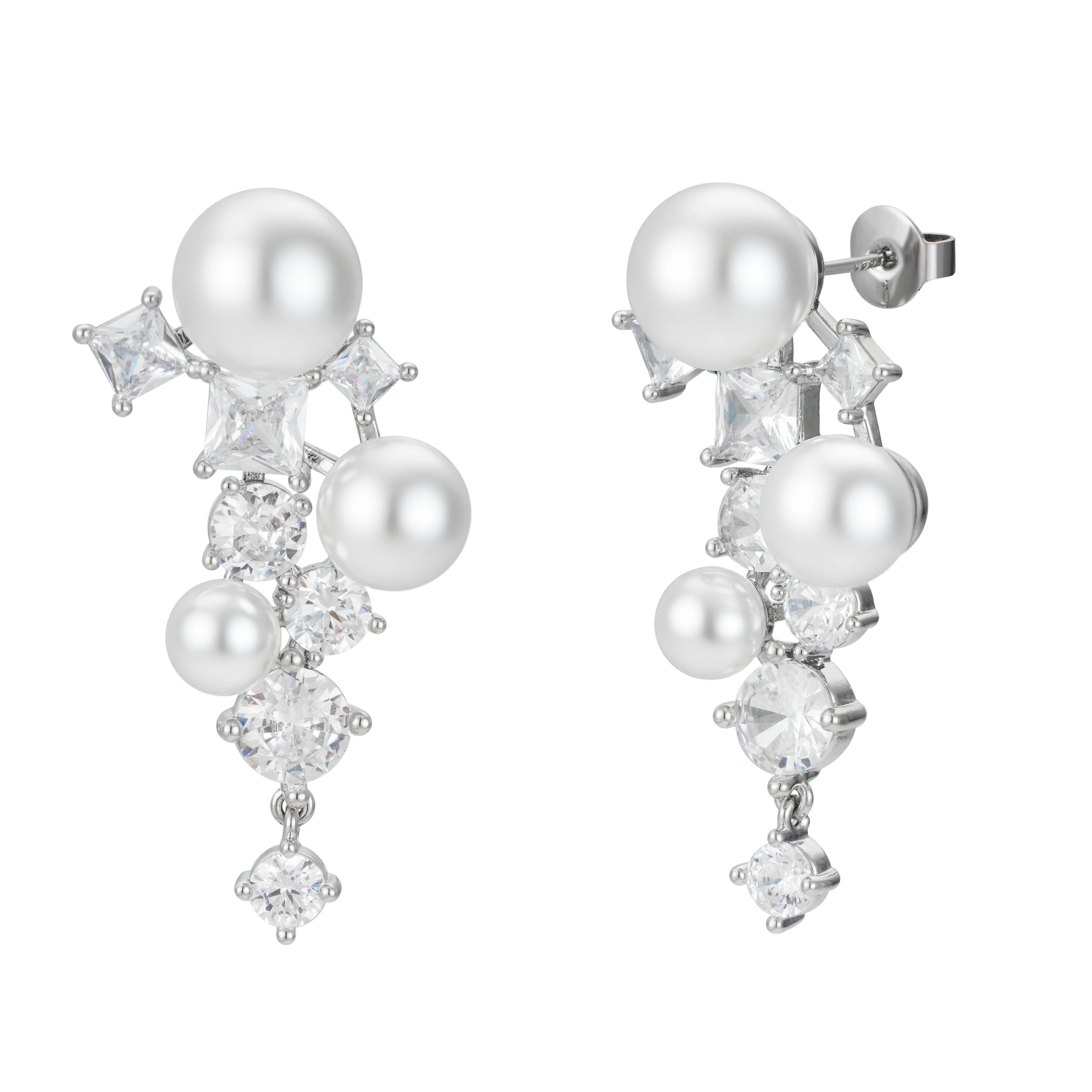 Alexandra Pearl and Crystal Drop Earrings - Image 6