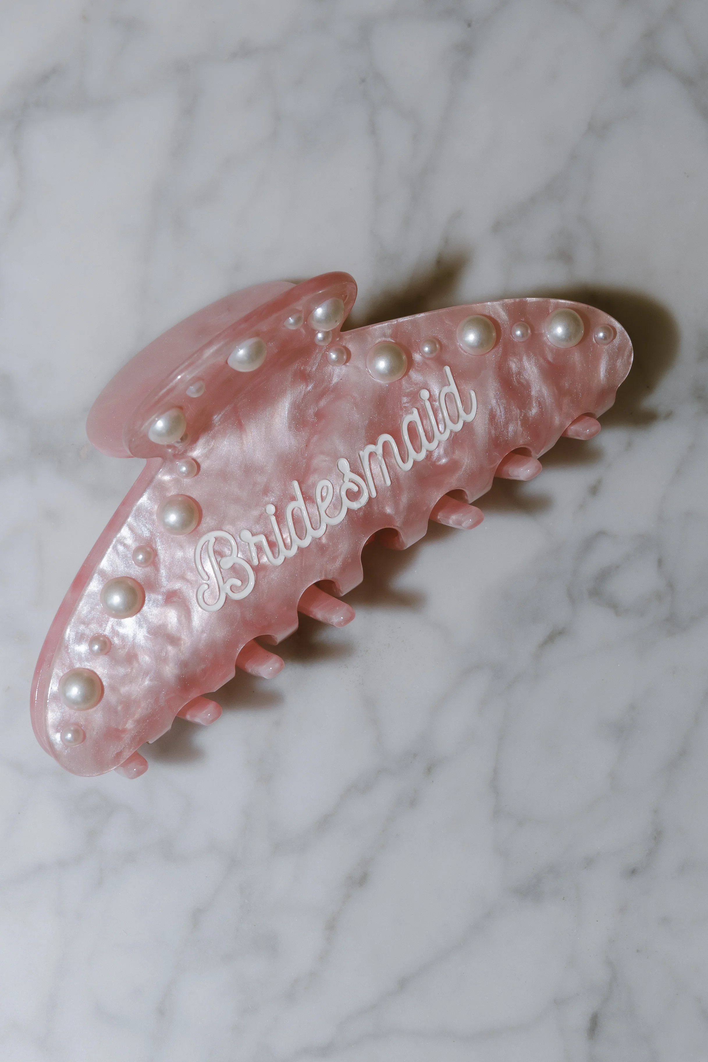 Bridesmaid Pink Pearl Claw Clip - Image 2