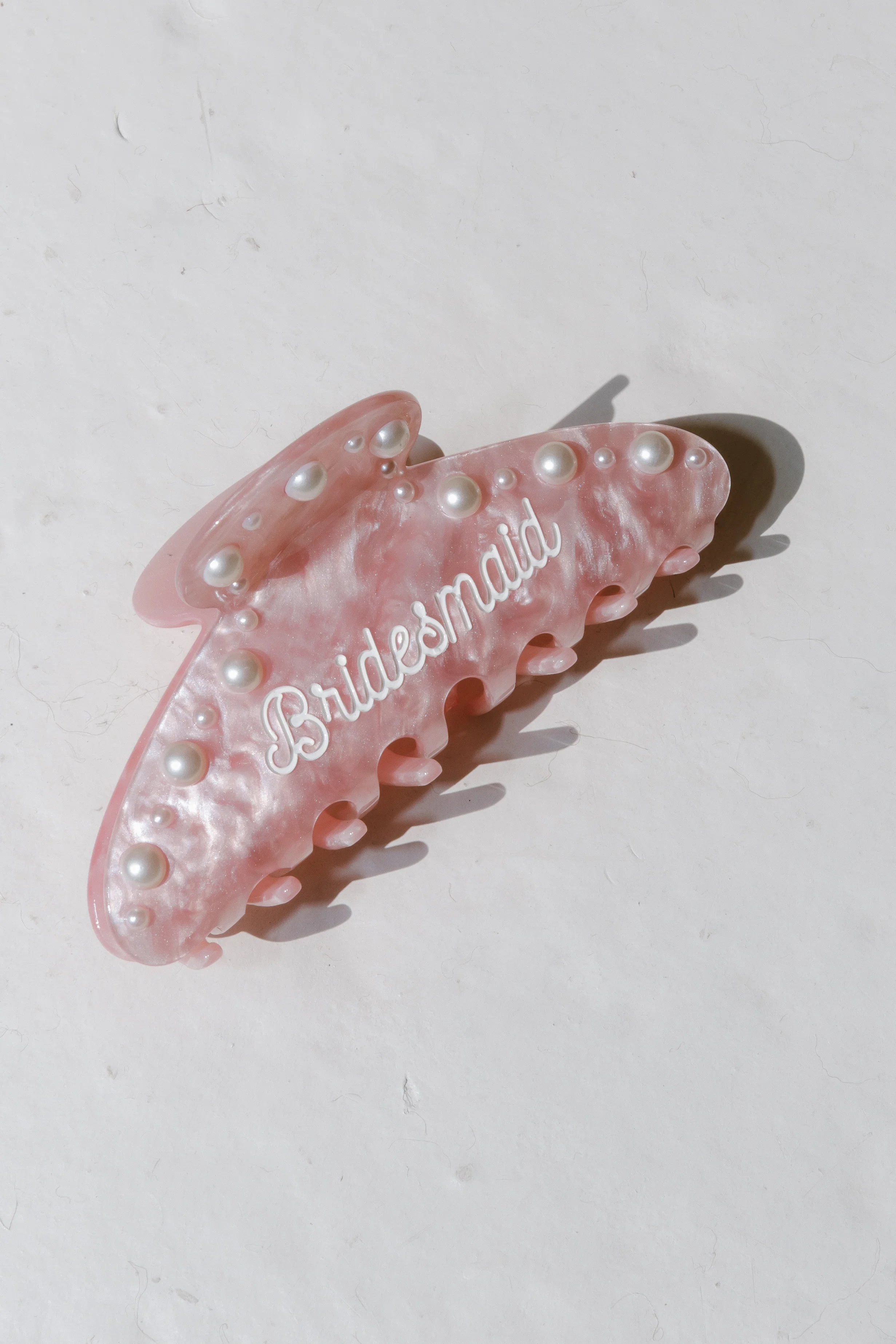 Bridesmaid Pink Pearl Claw Clip - Image 3