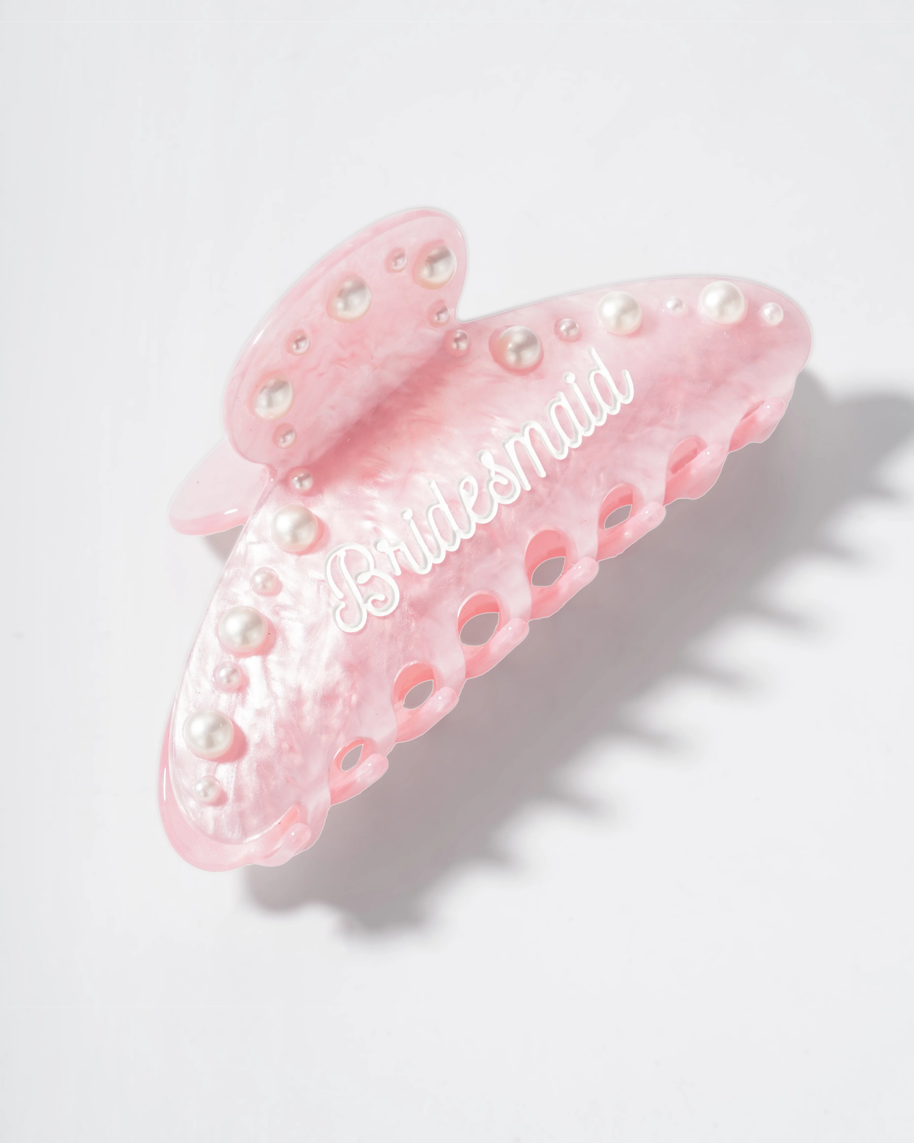 Bridesmaid Pink Pearl Claw Clip - Image 6