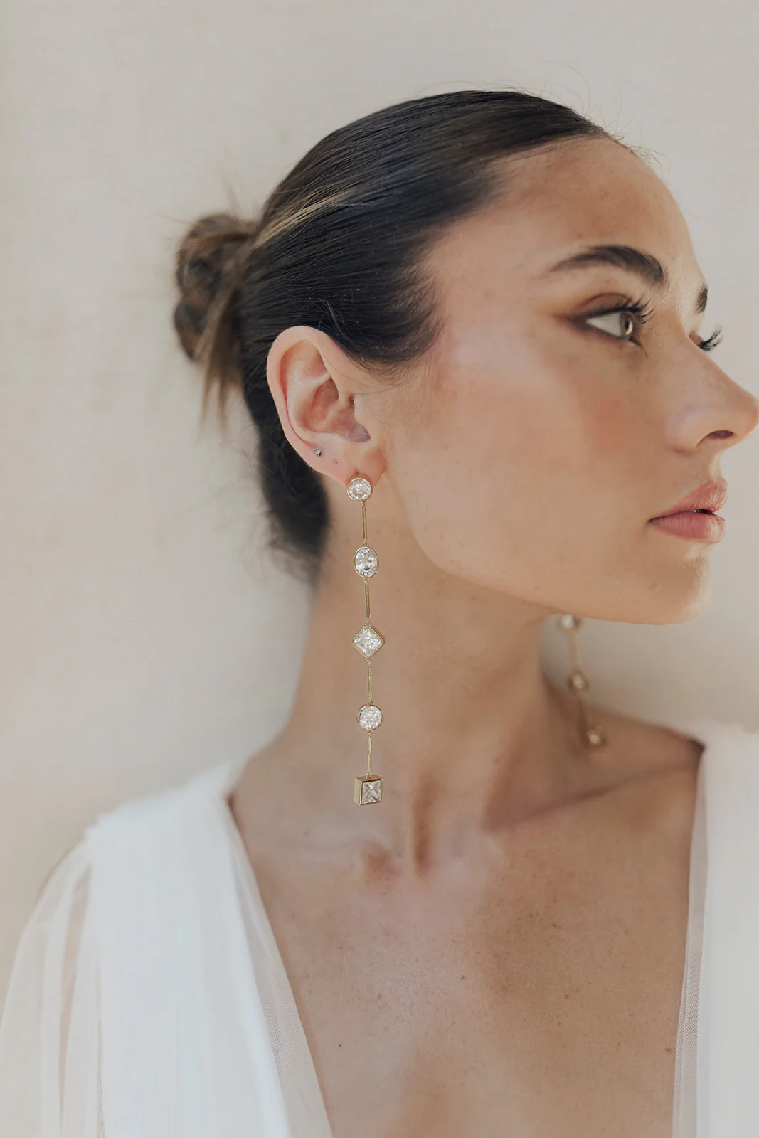 Carmela Bezel Crystal Drop Earrings - Image 13