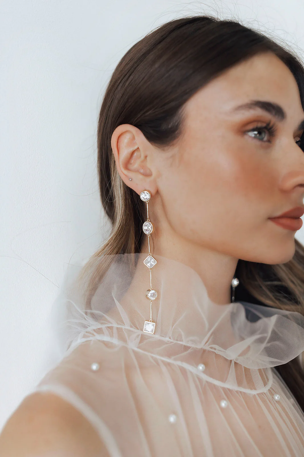 Carmela Bezel Crystal Drop Earrings - Image 16