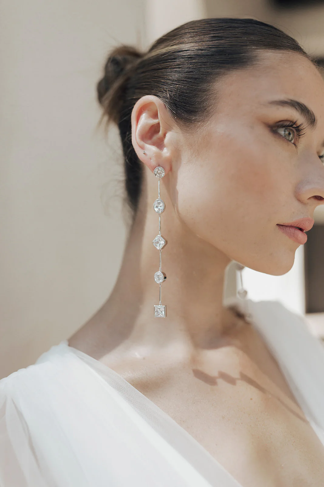 Carmela Bezel Crystal Drop Earrings - Image 7