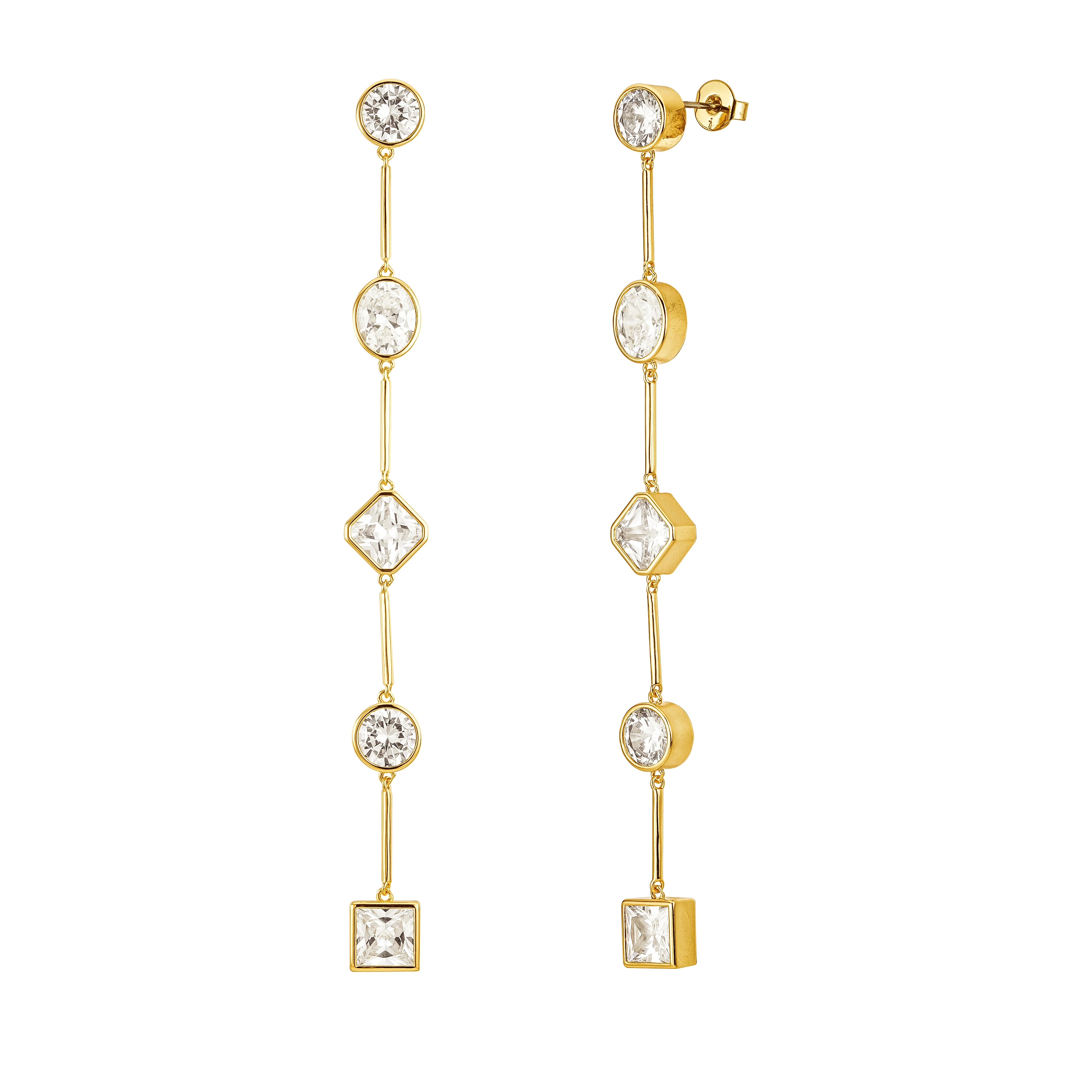 Carmela Bezel Crystal Drop Earrings - Image 9