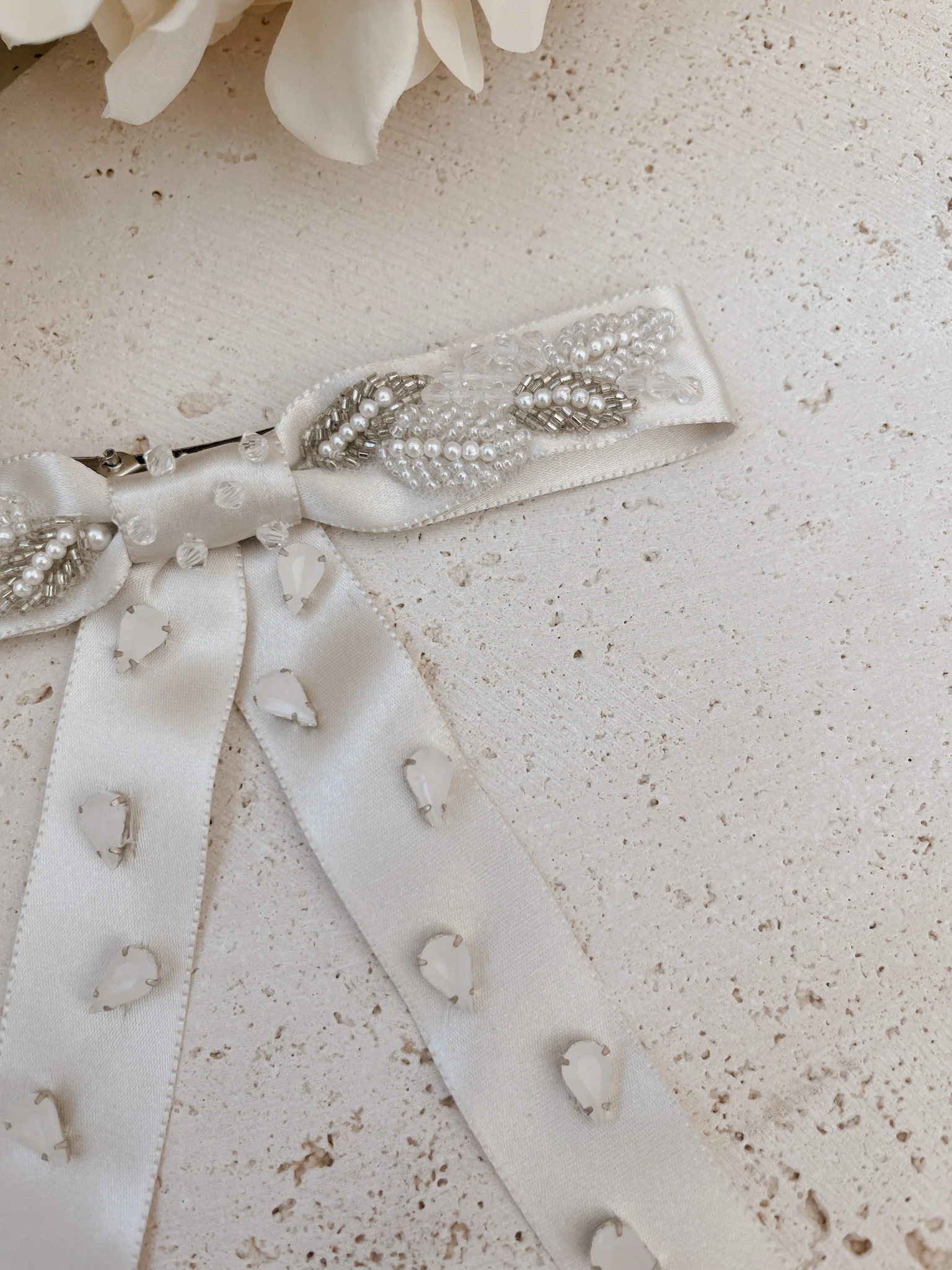 Crystal Pearl Ribbon Bow 5 - SAMPLE SALE