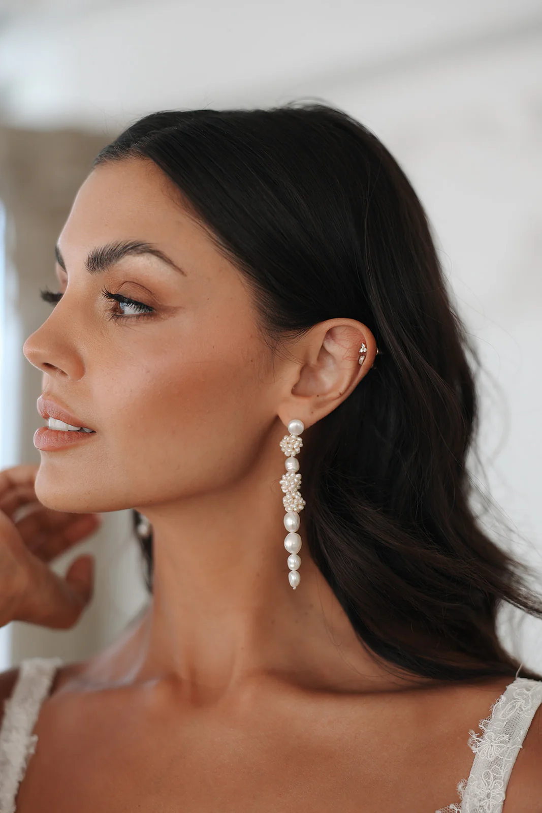 Darcy Freshwater Pearl Drop Earrings - Image 3