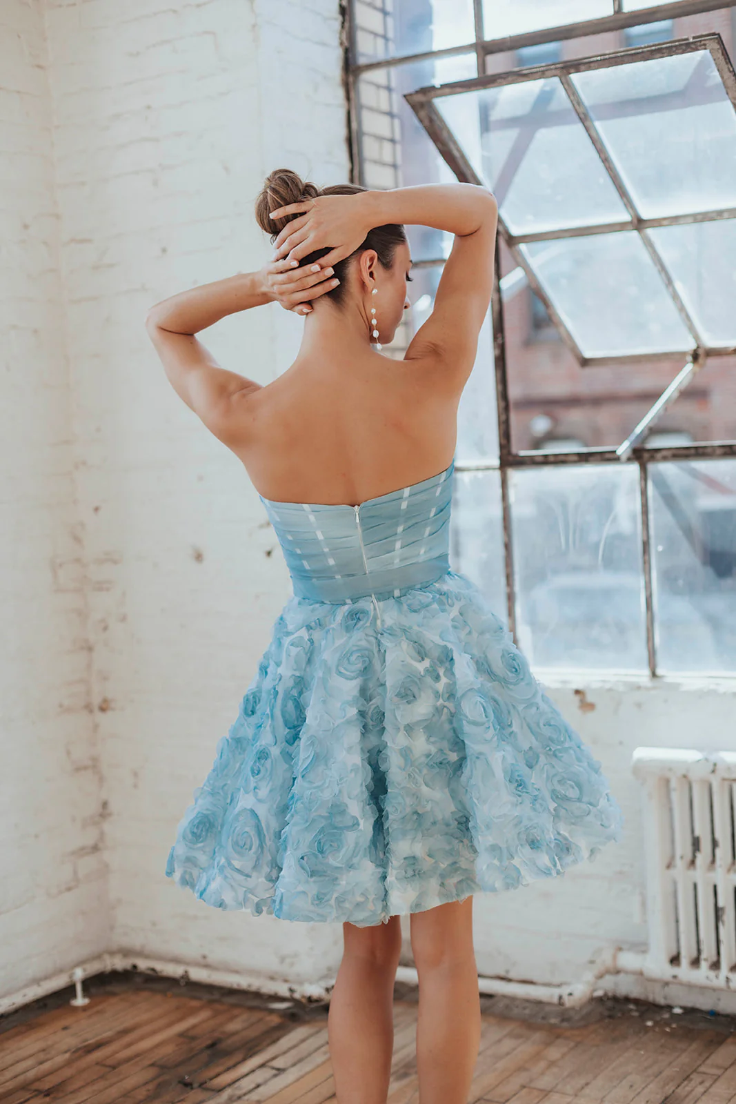 Delancey Bow Mini Dress - Sky - Image 11