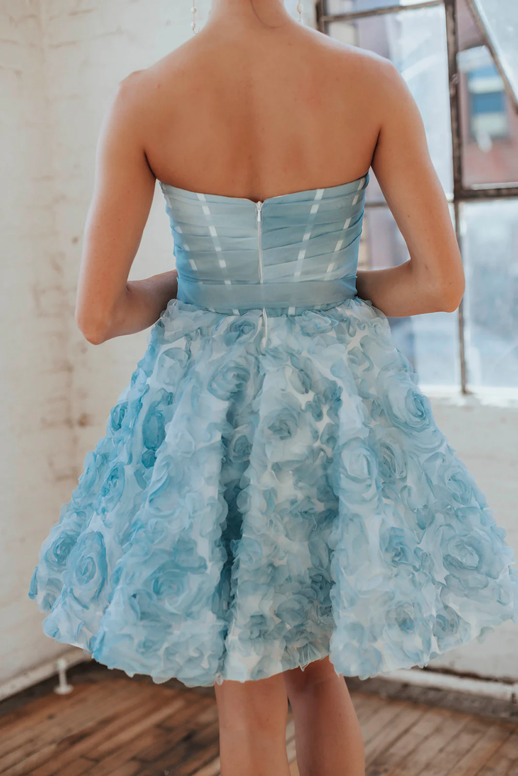 Delancey Bow Mini Dress - Sky - Image 12