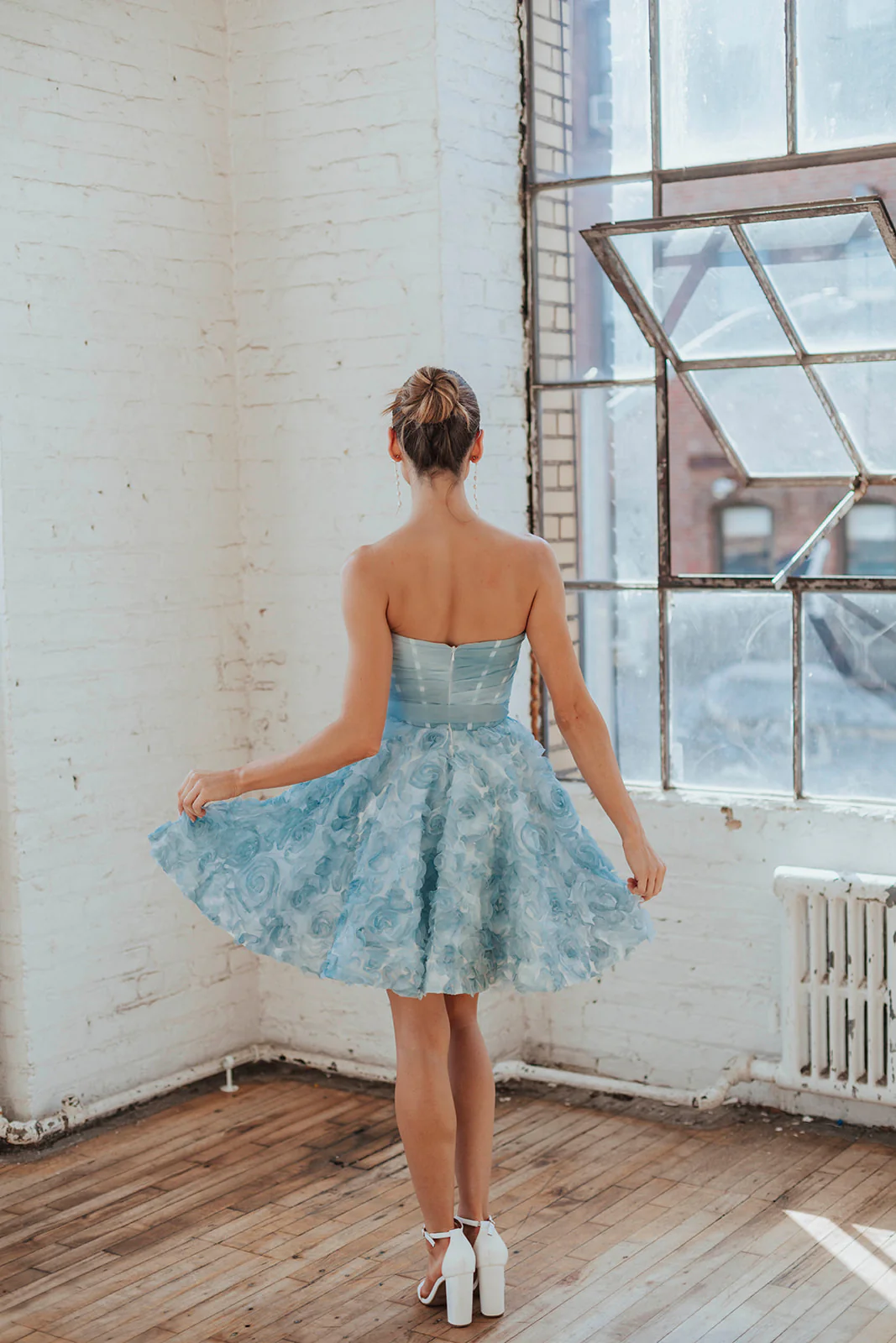 Delancey Bow Mini Dress - Sky - Image 13