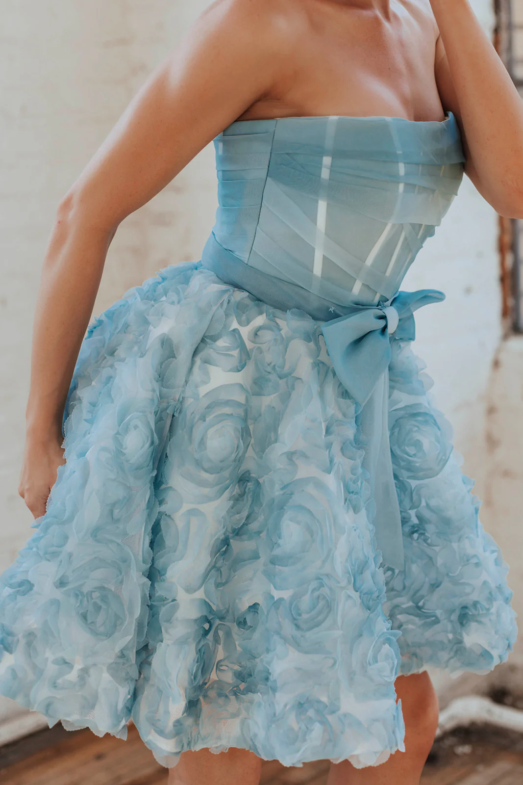 Delancey Bow Mini Dress - Sky - Image 14