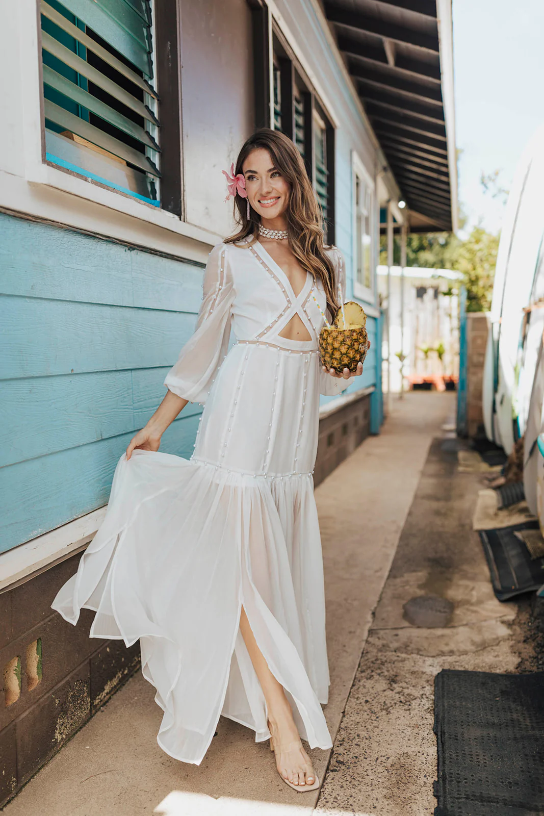 Hilton Cut-Out Dress - Off White - Image 9