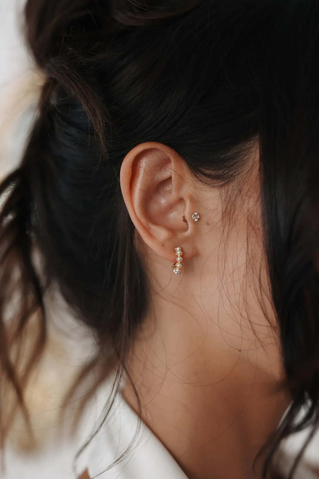 Jessica Pearl Mini Hoops - Image 4