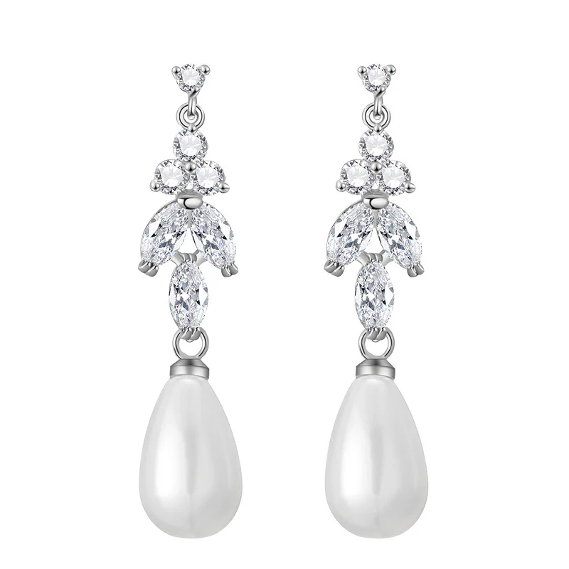 Leo Pearl and Crystal Drop Earrings - Image 4