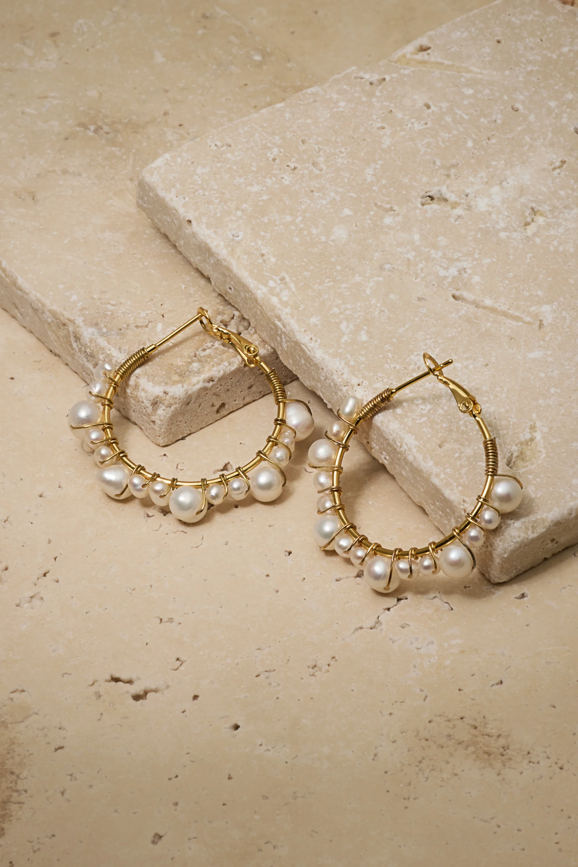 Marin Pearl Wrapped Hoop Earrings - Image 3