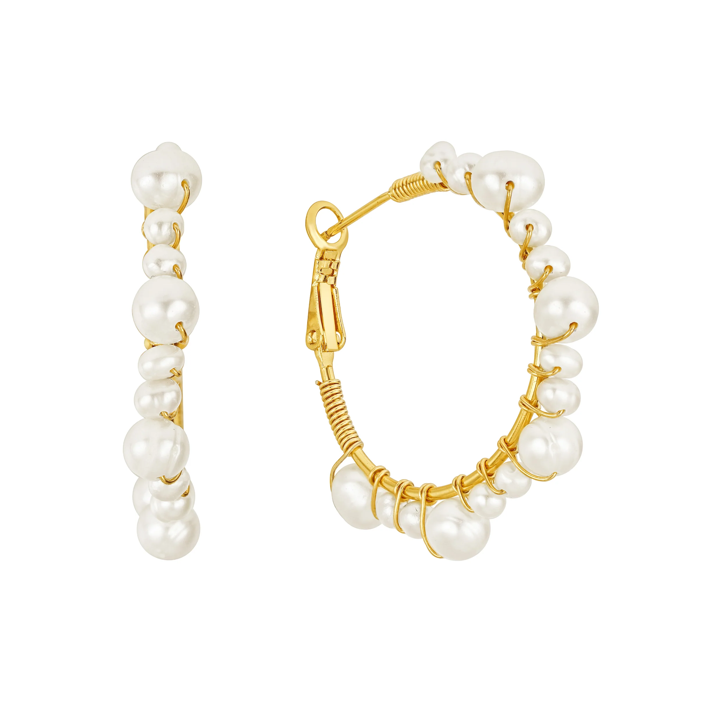 Marin Pearl Wrapped Hoop Earrings - Image 5
