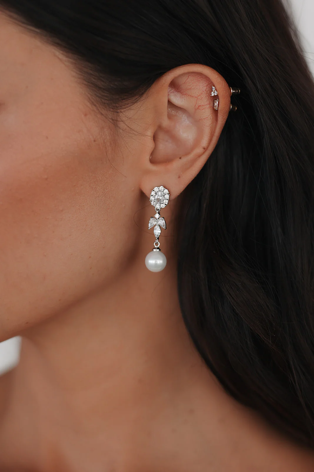 Palace Pearl and Crystal Drop Earrings - Image 3