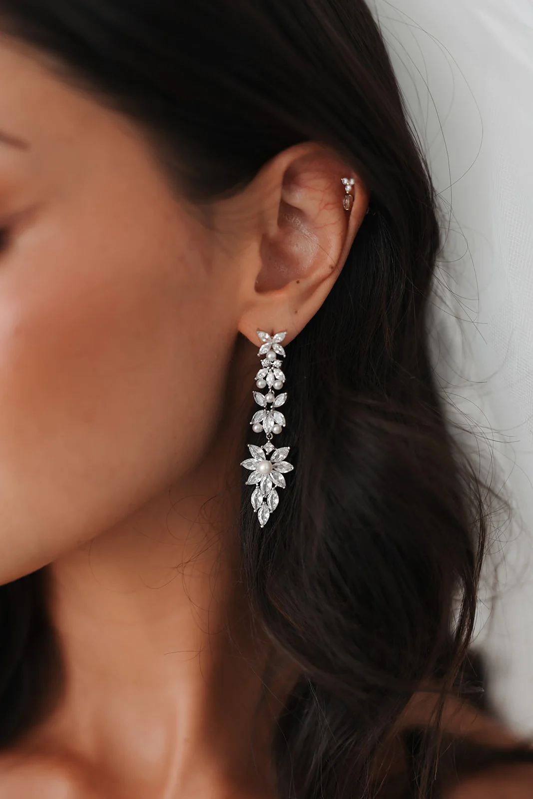 Rosette Crystal Drop Earrings