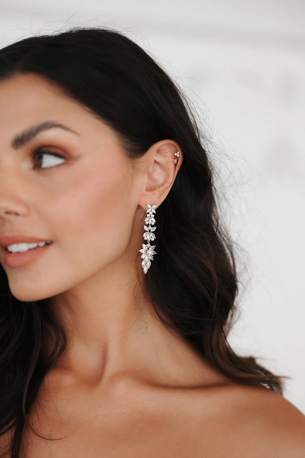 Rosette Crystal Drop Earrings - Image 5