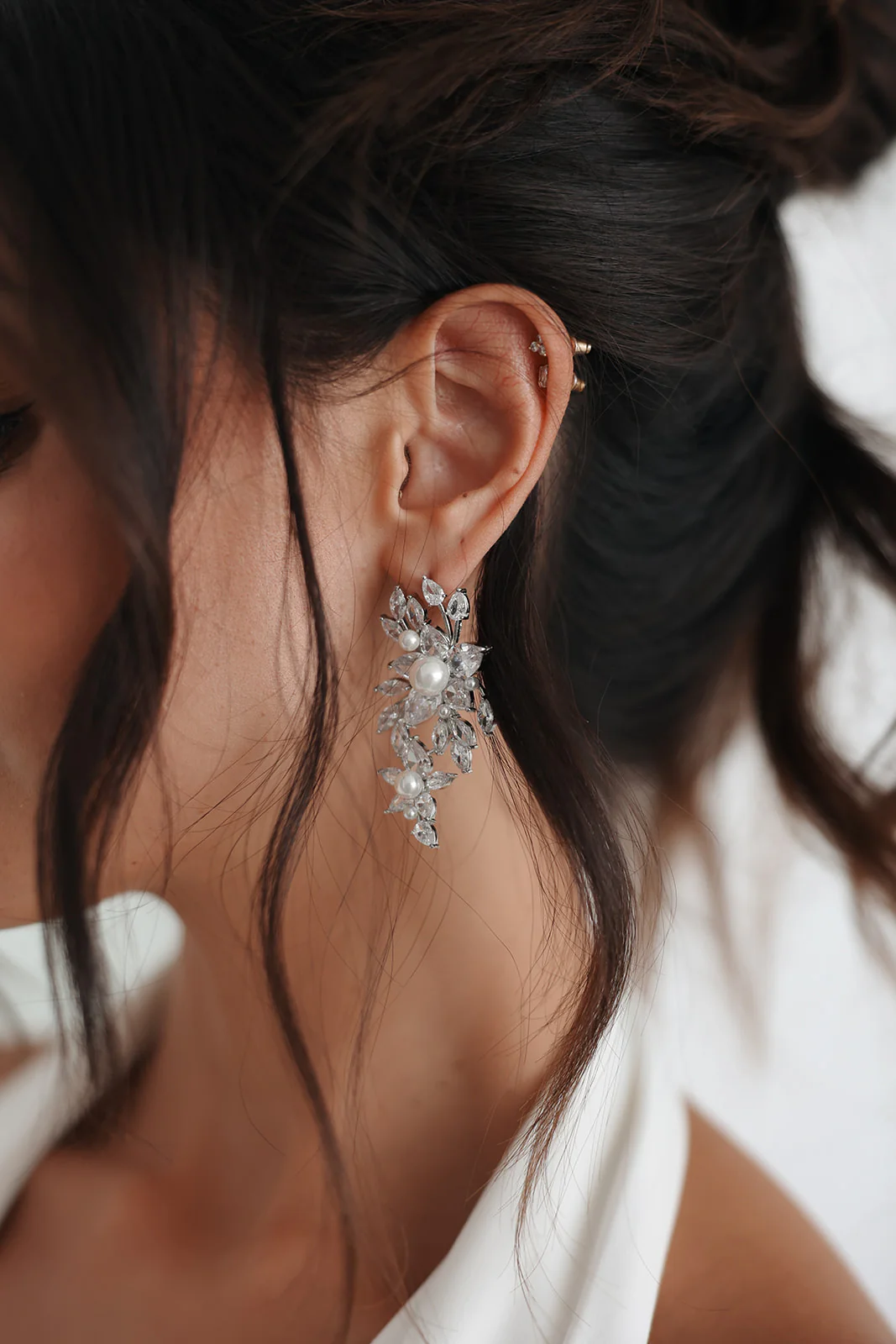 Royalist Pearl and Crystal Statement Earrings - Image 3