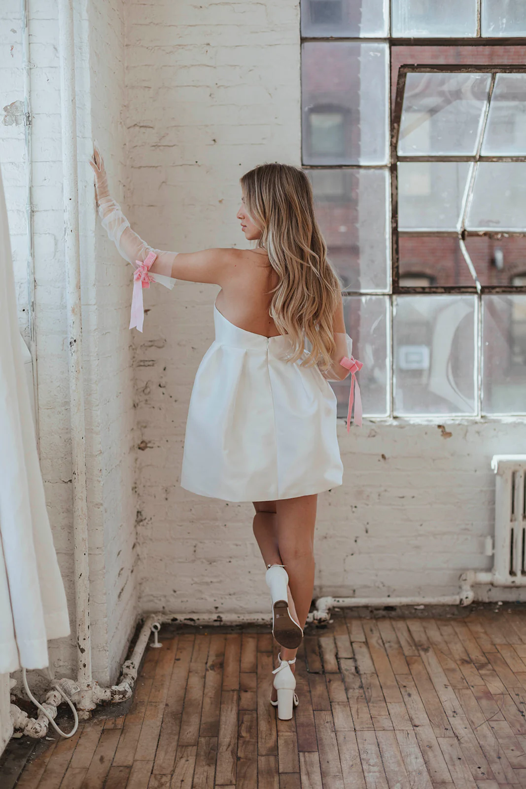 Tiffany Bow Mini Dress - Ivory - Image 12