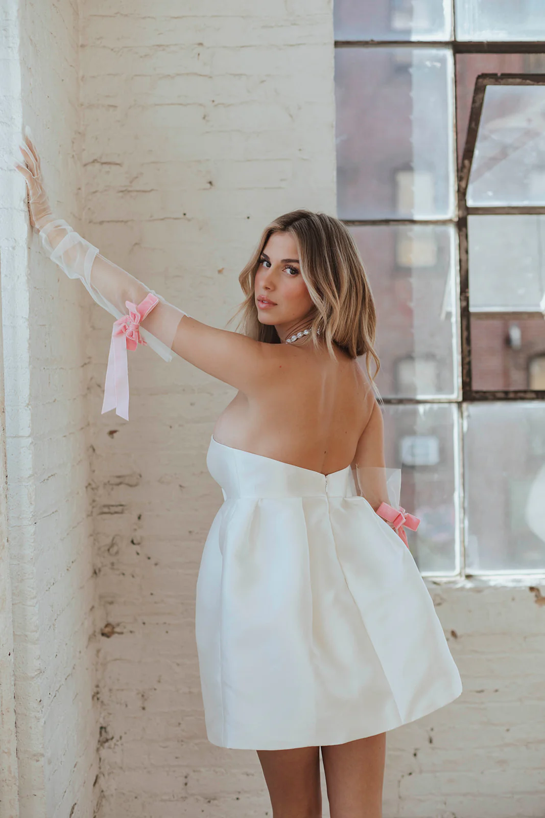Tiffany Bow Mini Dress - Ivory - Image 16