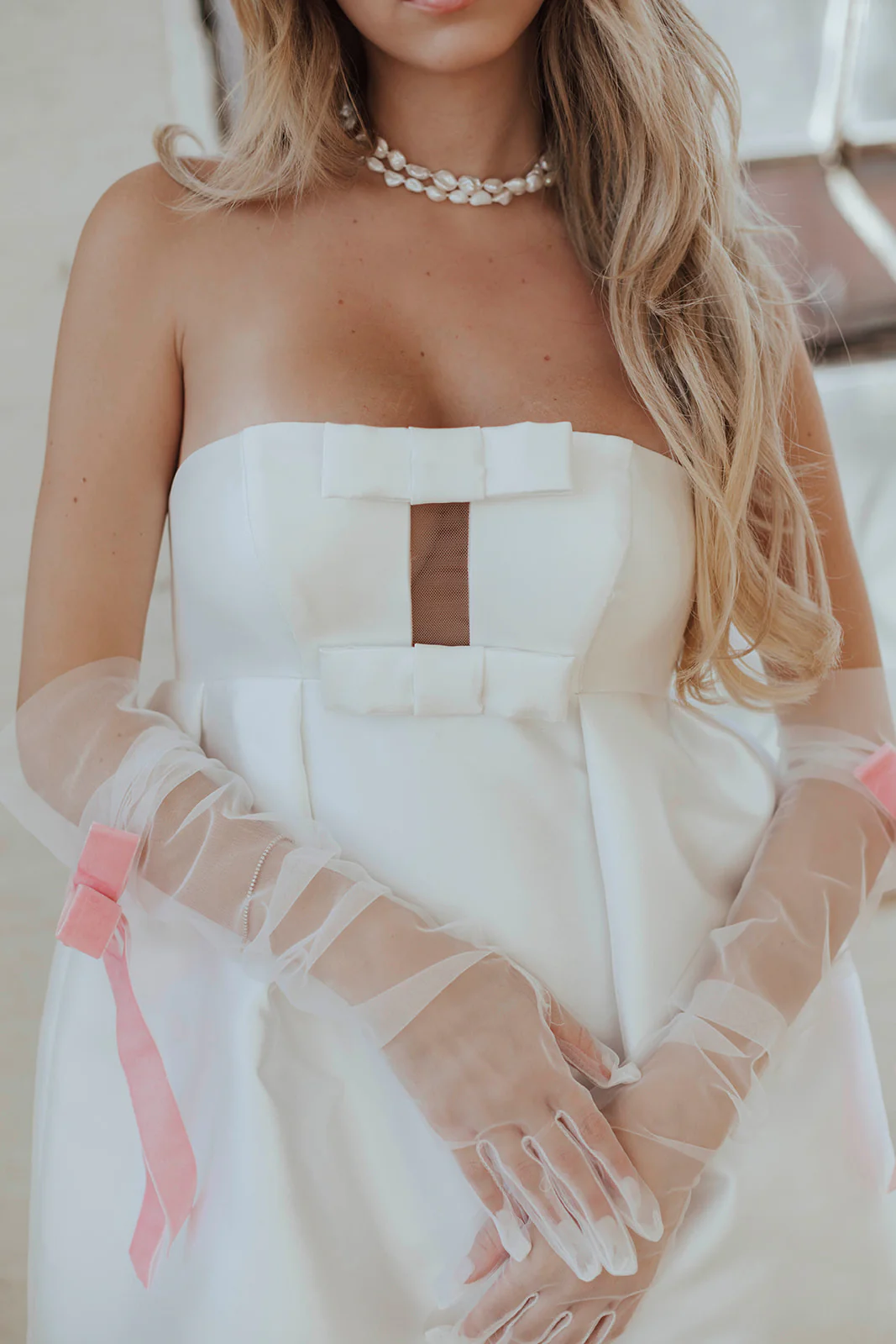Tiffany Bow Mini Dress - Ivory - Image 8